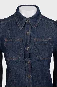 Blue denim shirt with patch pockets
