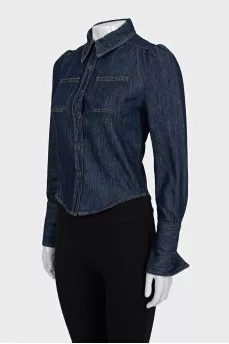 Blue denim shirt with patch pockets