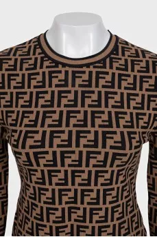 Brown jumper with signature print