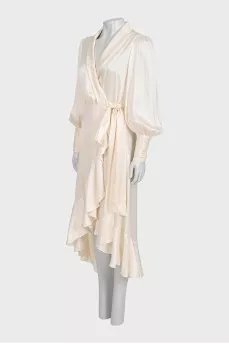White silk wrap dress