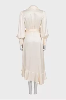 White silk wrap dress