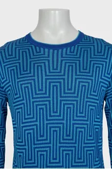 Men's blue jumper with a geometric print