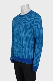 Men's blue jumper with a geometric print