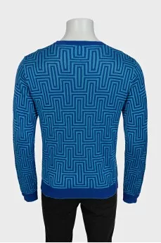 Men's blue jumper with a geometric print