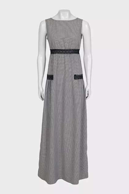Black and white dress with lace in a checkered print