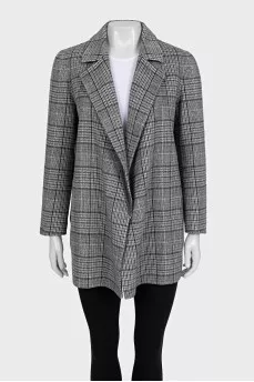 Gray cropped plaid coat