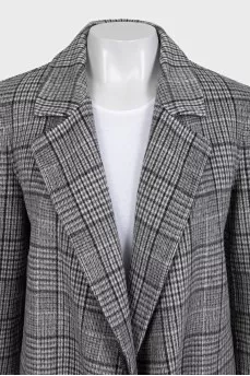 Gray cropped plaid coat
