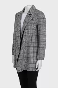 Gray cropped plaid coat