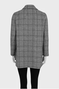 Gray cropped plaid coat