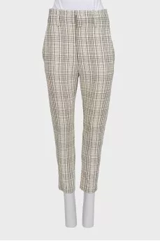 Plaid suit with tapered trousers