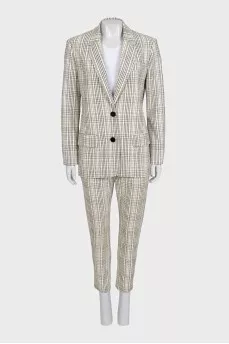 Plaid suit with tapered trousers