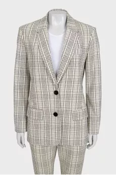 Plaid suit with tapered trousers