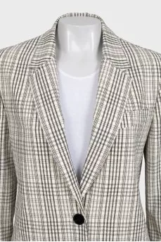 Plaid suit with tapered trousers