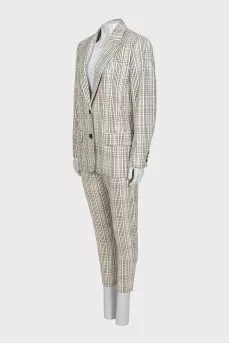 Plaid suit with tapered trousers