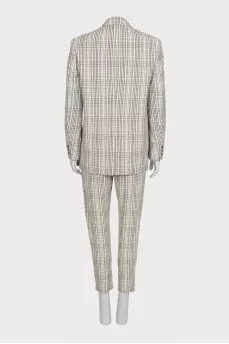 Plaid suit with tapered trousers