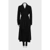 Black straight coat with a wool belt