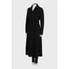 Black straight coat with a wool belt