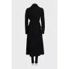 Black straight coat with a wool belt