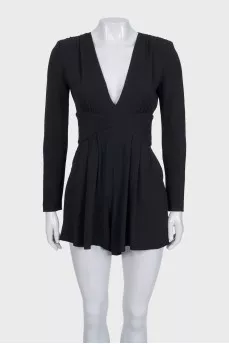 Black fitted jumpsuit with shorts