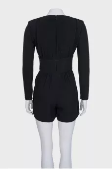 Black fitted jumpsuit with shorts
