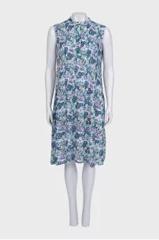 Floral print button-down straight dress
