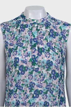 Floral print button-down straight dress