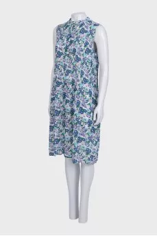 Floral print button-down straight dress