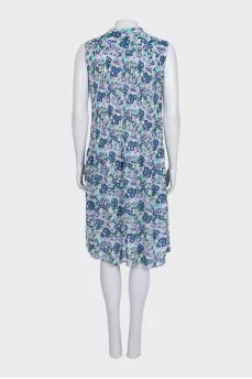 Floral print button-down straight dress