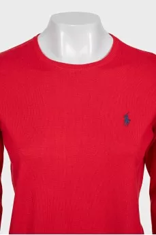 Red jumper with embroidered logo