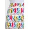 White A-line printed skirt