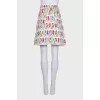 White A-line printed skirt