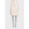 Beige printed button-up skirt