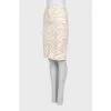 Beige printed button-up skirt