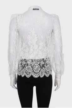 Sheer white blouse with ties
