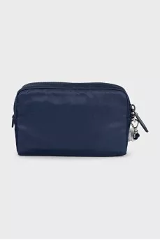 Blue cosmetic bag with logo