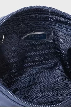Blue cosmetic bag with logo