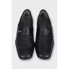 Men's black leather shoes with perforations