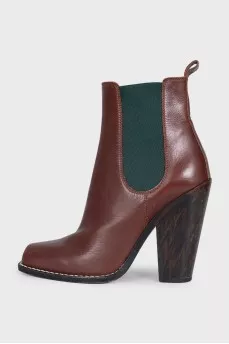 Brown ankle boots with stacked heels
