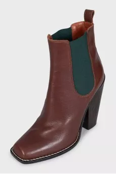 Brown ankle boots with stacked heels