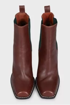 Brown ankle boots with stacked heels