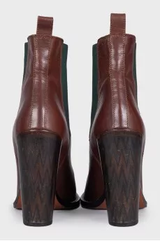 Brown ankle boots with stacked heels