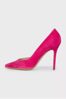 Pink suede pumps