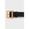 Leather belt with square buckle