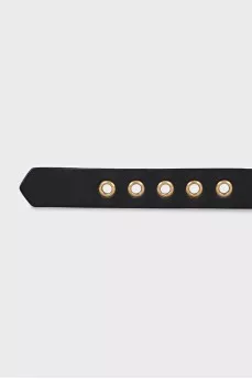 Leather belt with square buckle