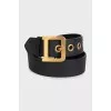 Leather belt with square buckle