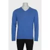 Men's blue merino wool pullover