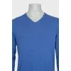 Men's blue merino wool pullover