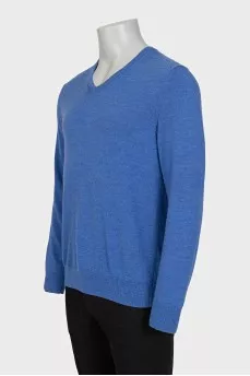 Men's blue merino wool pullover