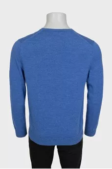 Men's blue merino wool pullover