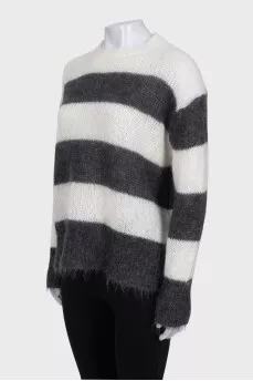 Black and white loose-fitting sweater